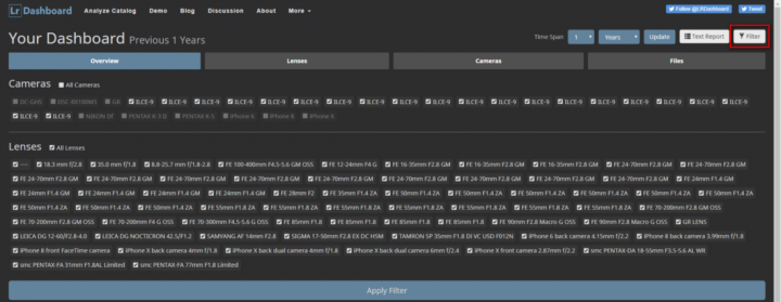 分析你的拍攝習慣—Lightroom Dashboard