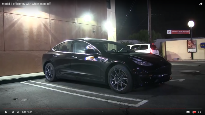 《Model 3》電耗測試－有/無空力輪圈蓋