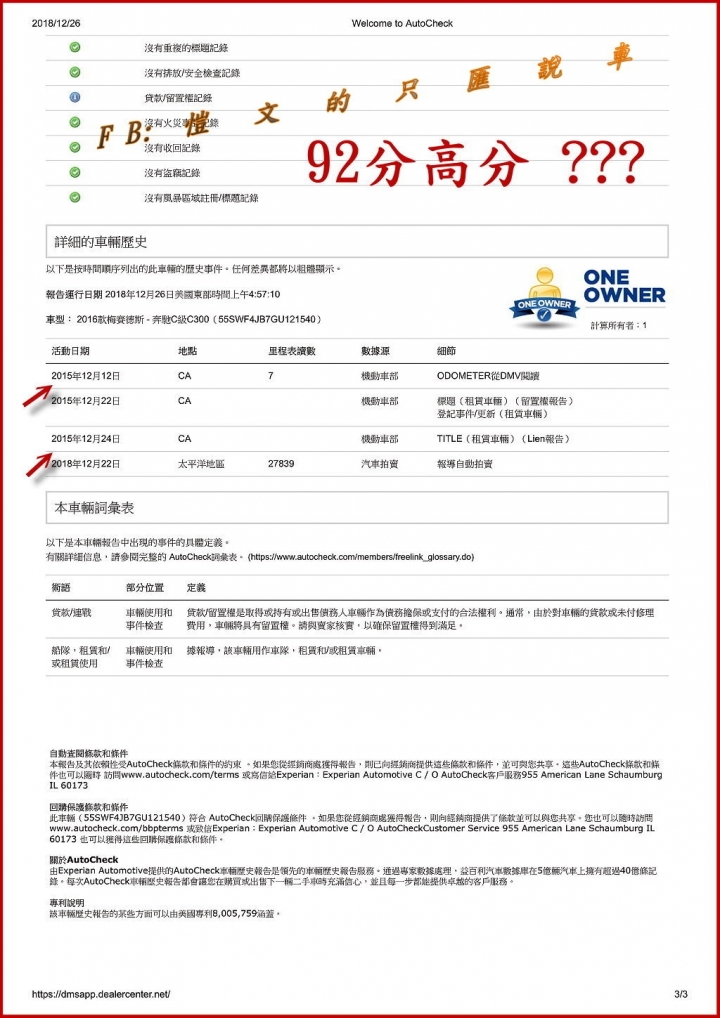 淺談美規外匯車 Carfax & Autocheck 差別?
