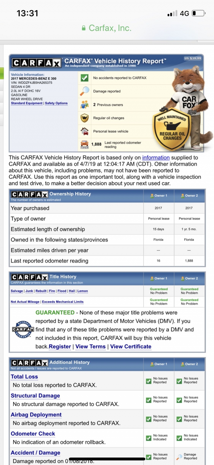 對Carfax報告疑問請教