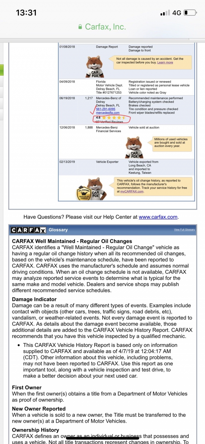 對Carfax報告疑問請教