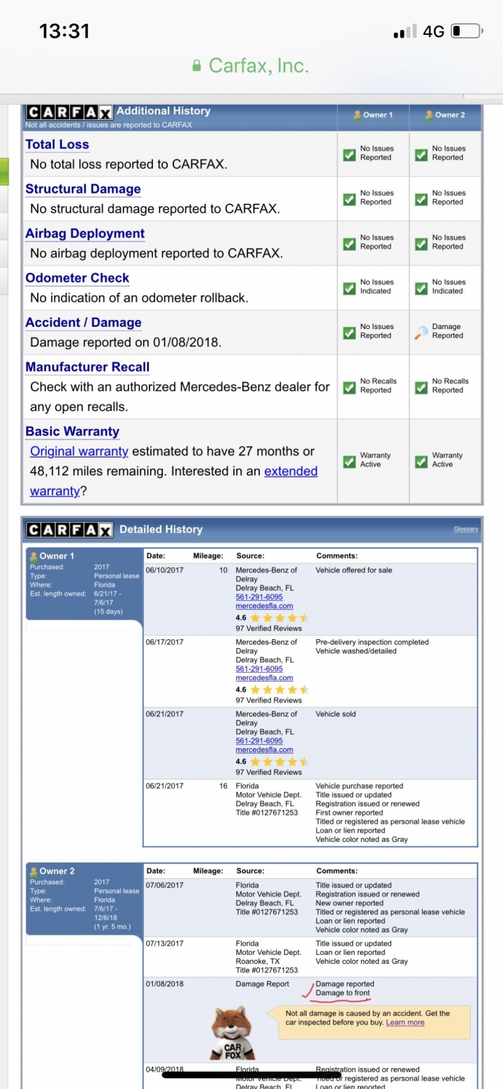 對Carfax報告疑問請教