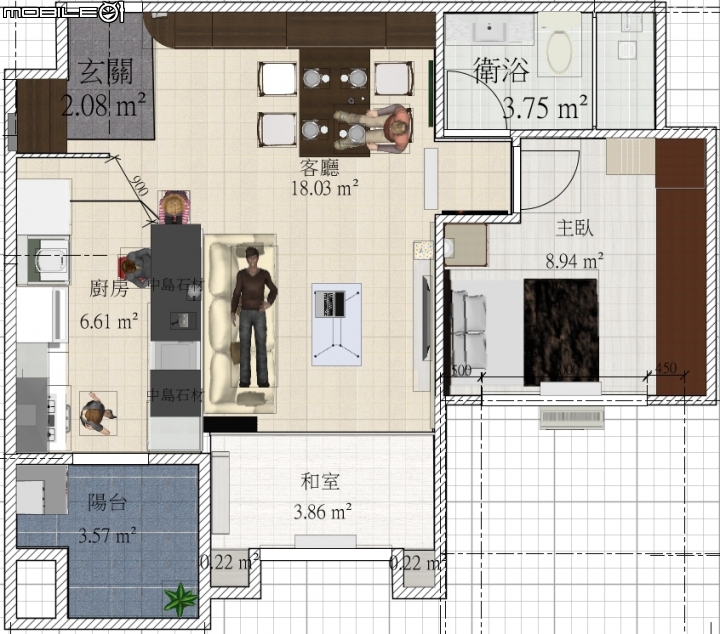 [分享] 2房16坪 使用Sweet Home 3D嘗試自己設計的作品