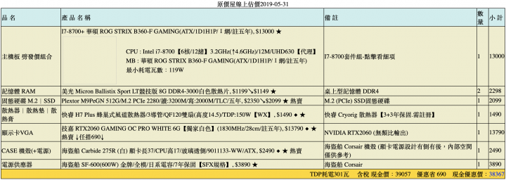 40K 內白色調電腦求健檢(不含螢幕)