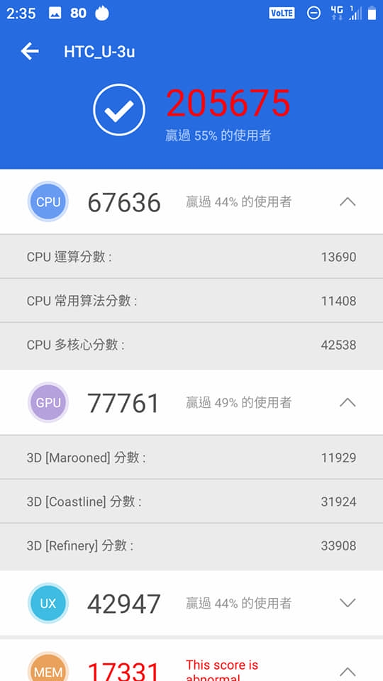 順利更新完9.0   U11安兔兔跑分