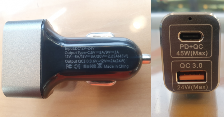 PD + QC3.0 兩口車充 總輸出 69W