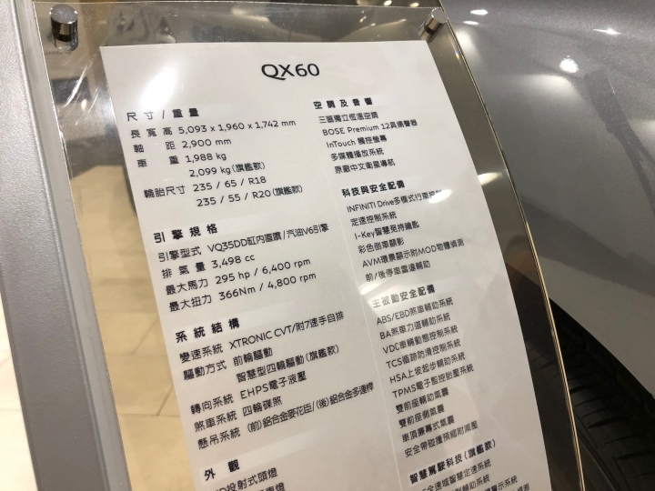 賞完QX50跟QX60之後猶豫了