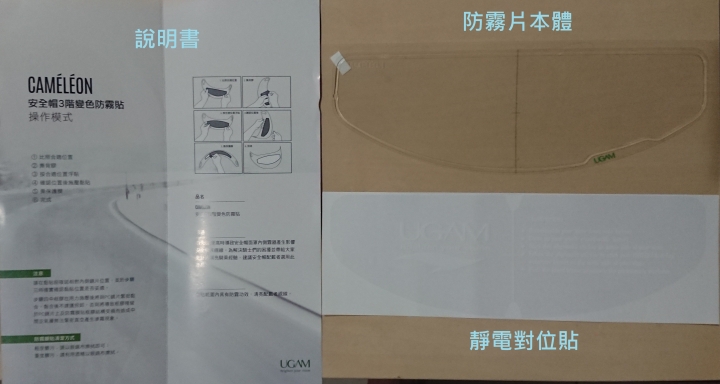 [開箱] UGAM宇鈞先端材料【安全帽3階變色防霧貼caméléon】開箱 & 安裝