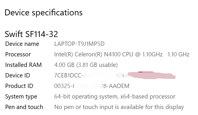 有關Swift SF114-32升級Win 10 1903版失敗的問題....