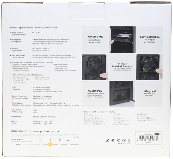 PROBOX HF7-SU31C USB3.1 Type-C四槽式硬碟外接盒開箱