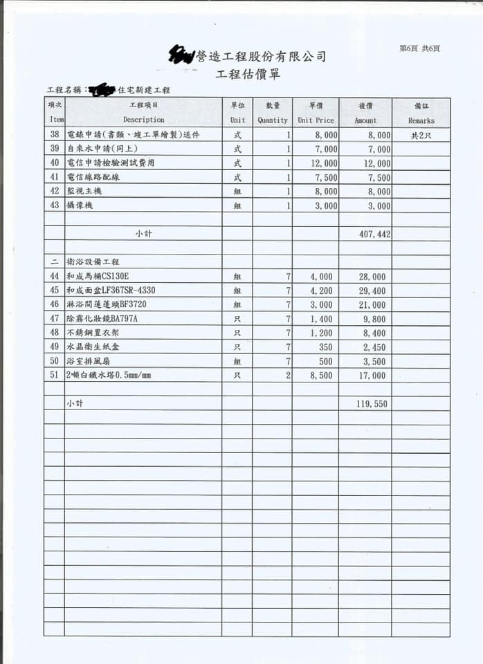 自地自建報價單
