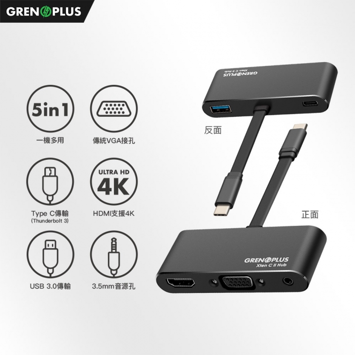 Grenoplus-Type C ( Thunderbolt )周邊新選擇-65W PD 3.0旅充、9 in 1 hub, Type C to C Cable