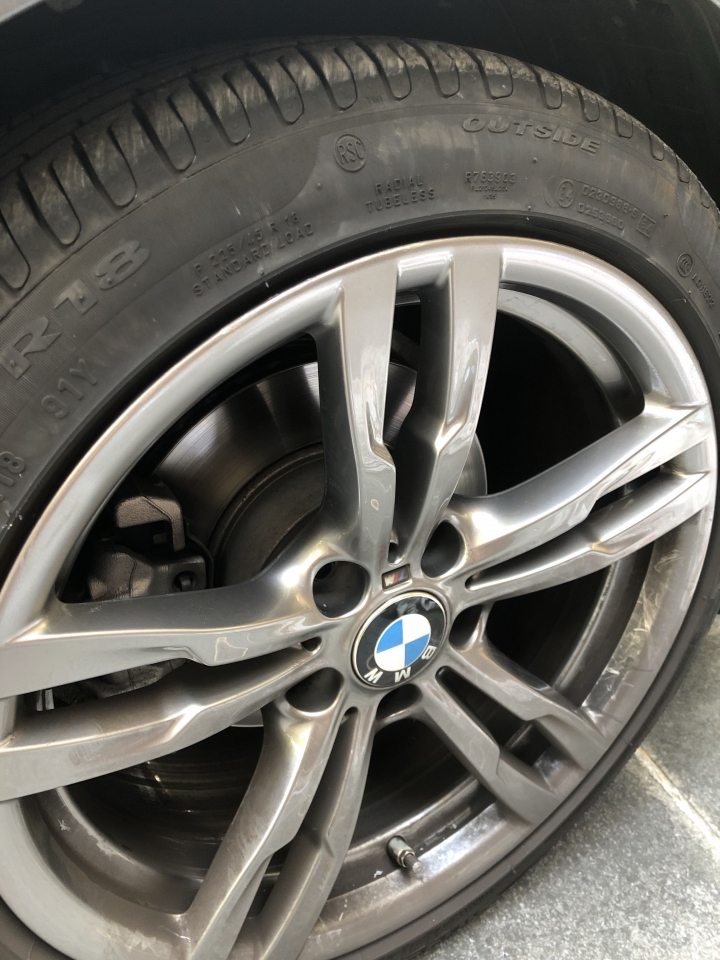 BMW 320i M Sport 輪框刮傷噴漆修復DIY