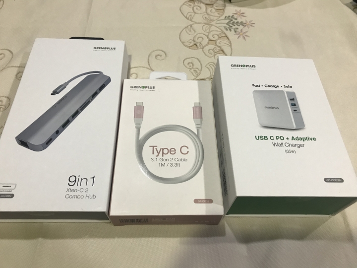 Grenoplus-Type C ( Thunderbolt )周邊新選擇-65W PD 3.0旅充、9 in 1 hub, Type C to C Cable