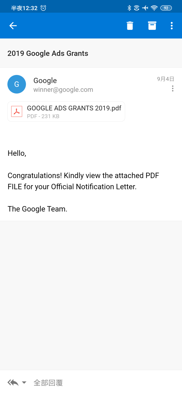 一封奇怪的google信