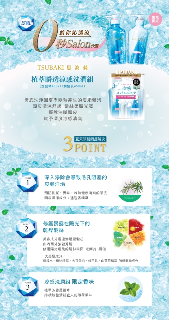 思波綺藍色薄荷洗髮精和潤髮乳