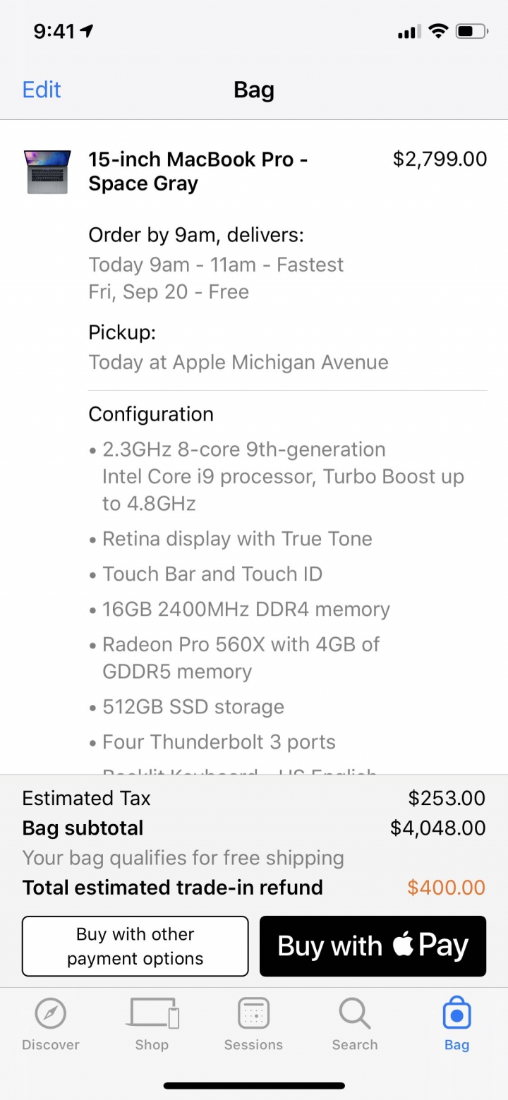 MBP 15” 2019 Trade-in