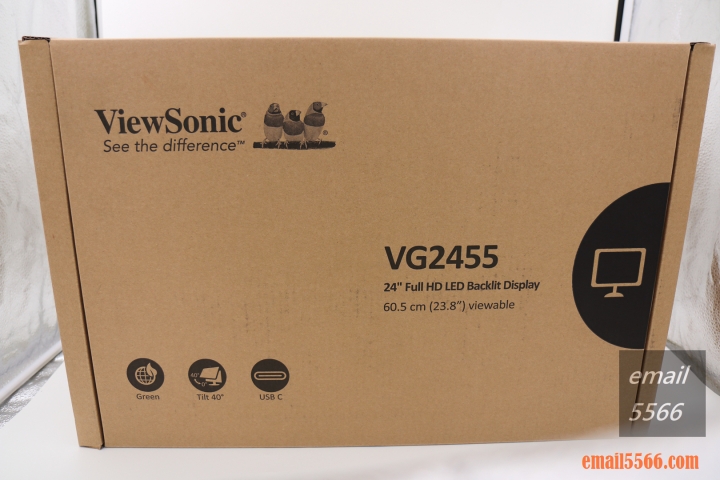 ViewSonic VG2455 人體工學設計多角度旋轉顯示器