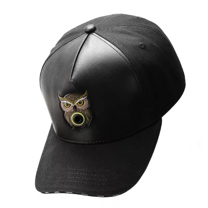 手繪貓頭鷹皮革帽