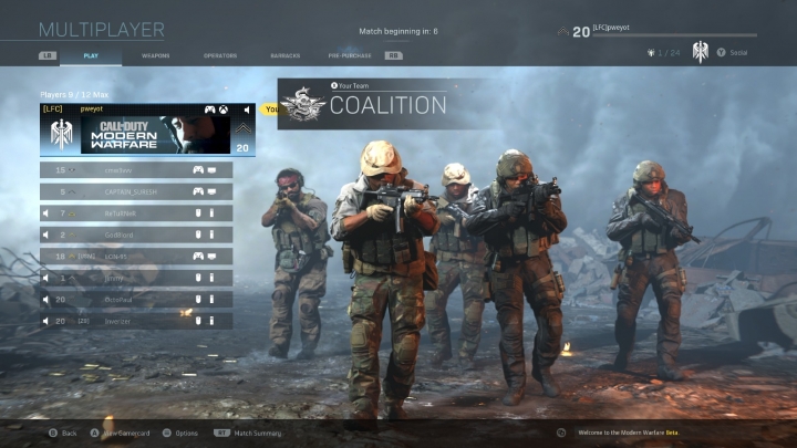 COD MW beta : Cross platform Xbox-PC-PS4 誇平台對戰.