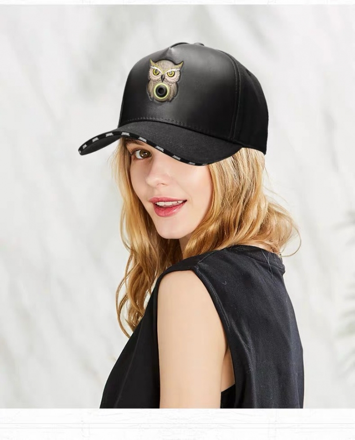 手繪貓頭鷹皮革帽