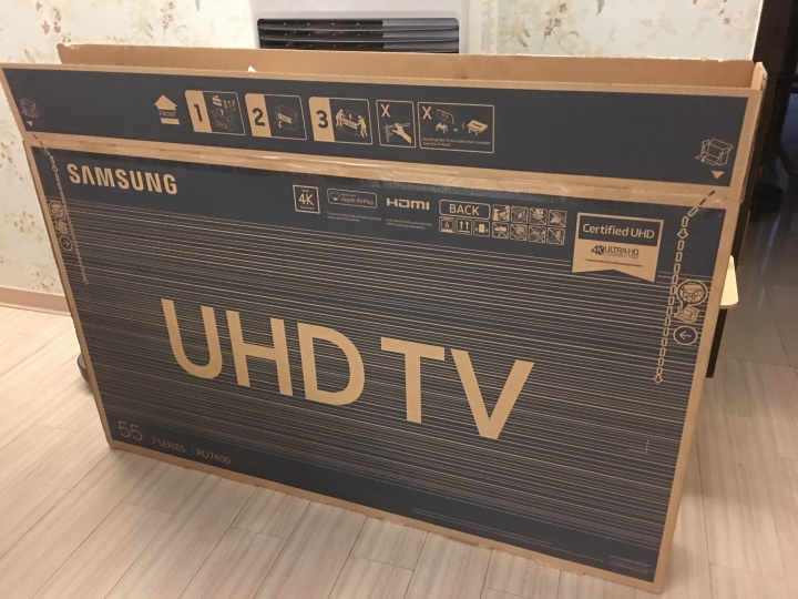 開箱 Samsung 55吋UA55ru7400wxzw,55吋電視約2萬左右預算的超優值選擇