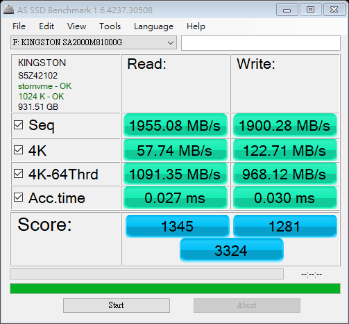 【試用】Kingston A2000 SSD 固態硬碟 1TB
