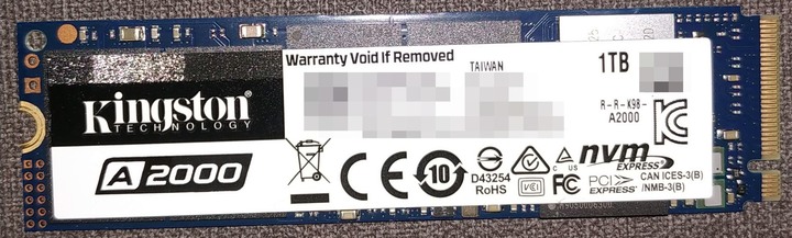 金士頓 A2000 1TB M2 SSD 開箱