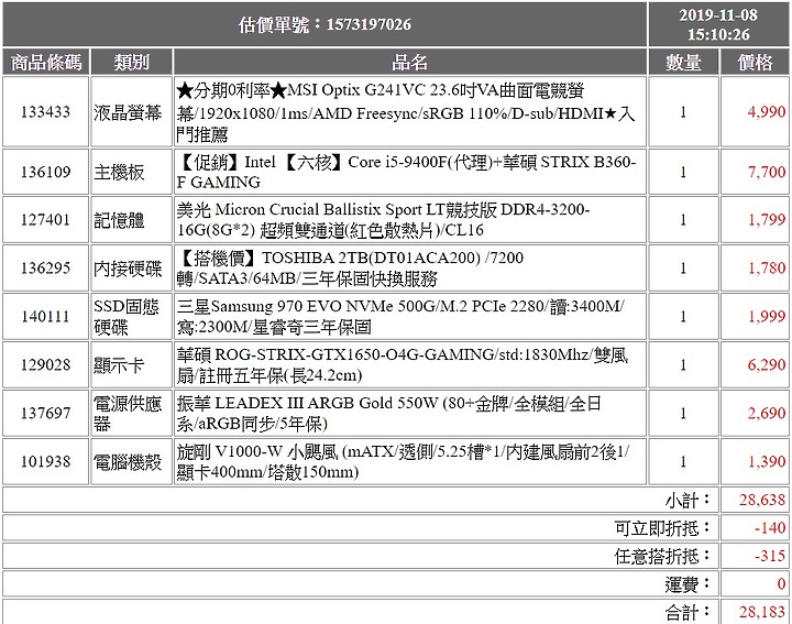 求以下菜單建議
