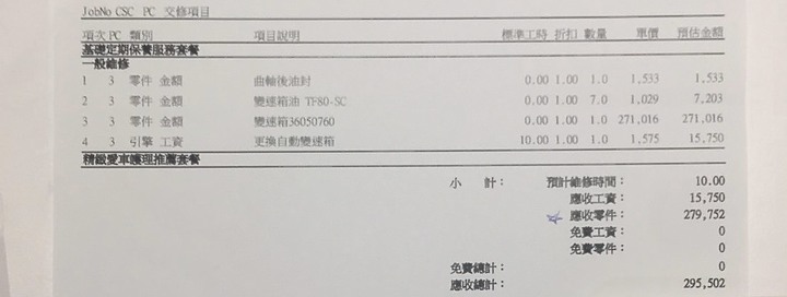 點我看大圖 V40 變速箱災情