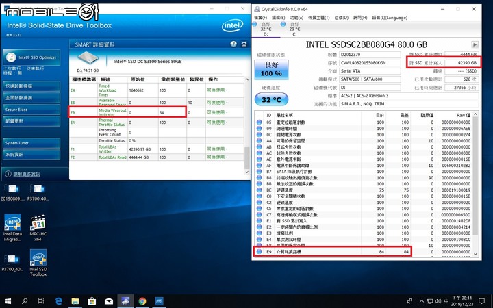 Intel企業級SSD寫到掛測試(DC S3500 80GB)-Week ?(Day懶得數了)，突破300TB