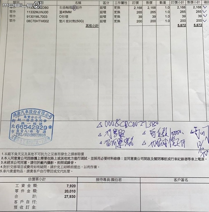 本田重機出險，開車很舒適，但可以多注意前方路況嗎? [2019-12-28更新]