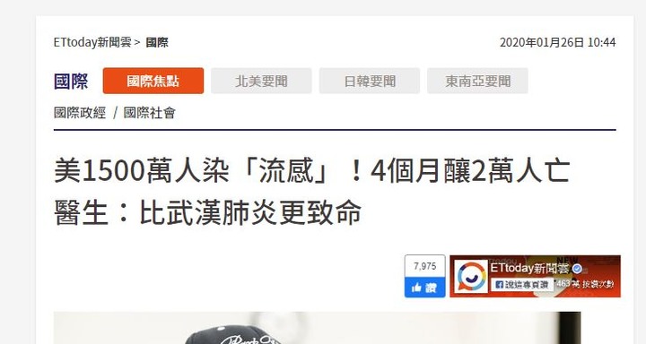 2020年 美國流感死了超過 "一萬人"!! 且疑似新冠肺炎 菜政府無所作為?