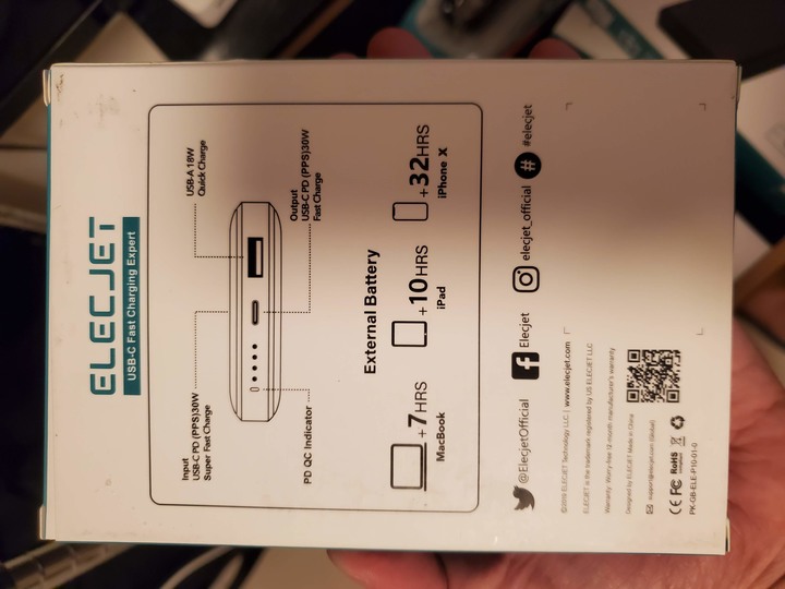 Elecjet行動電源與PPS旅充開箱加充Note10+測試