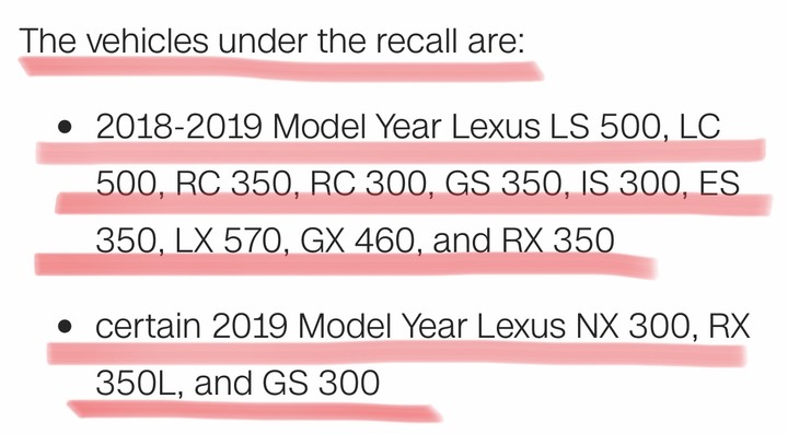 Lexus & Toyota 70萬輛車召回