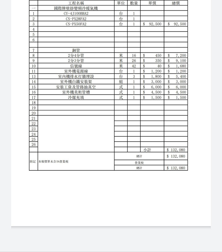 國際牌一對三冷氣安裝報價
