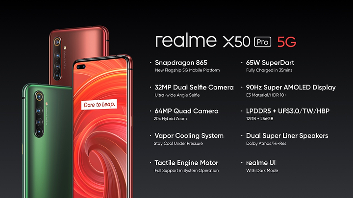 六鏡旗艦realme X50 Pro 5G揭曉：S865、65W閃充免兩萬！