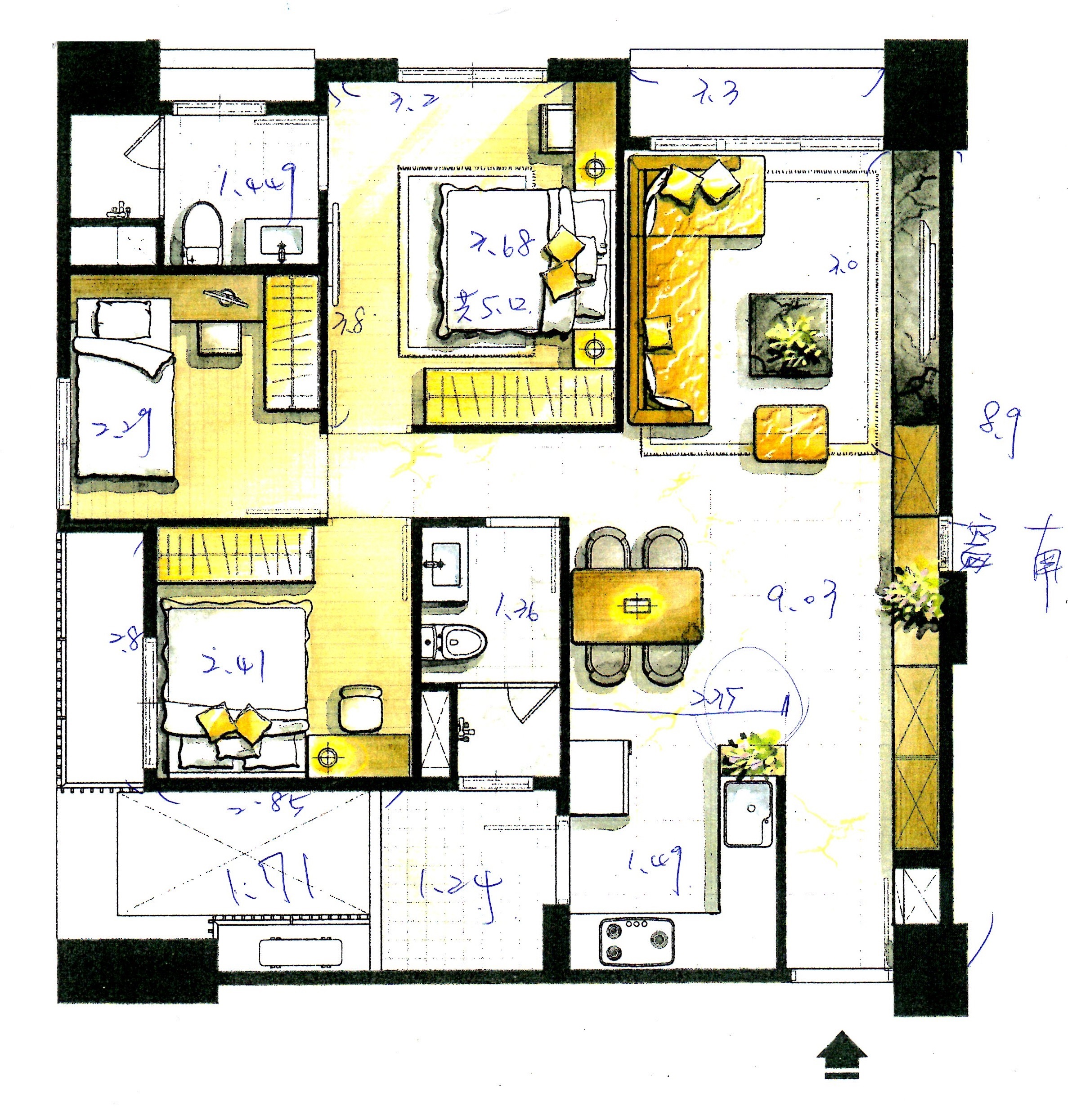 室內25坪 三房兩廳兩衛格局 請益 - Mobile01