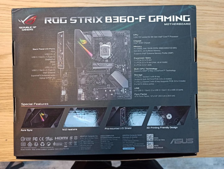 ROG STRIX B360-F GAMING主機板開箱