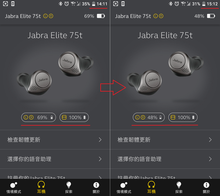 Jabra Elite 75t 電池續航力實測