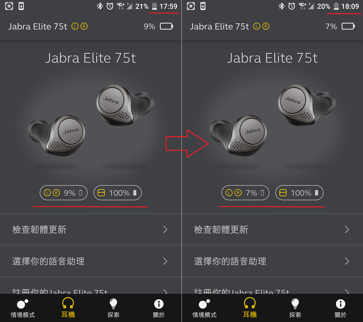 Jabra Elite 75t 電池續航力實測