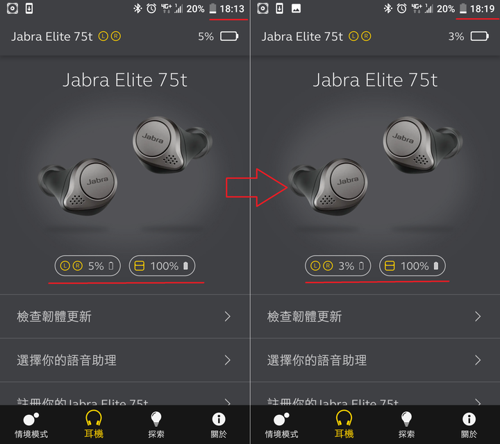 Jabra Elite 75t 電池續航力實測