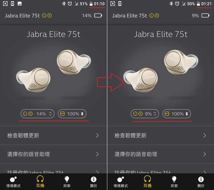 Jabra Elite 75t 電池續航力實測