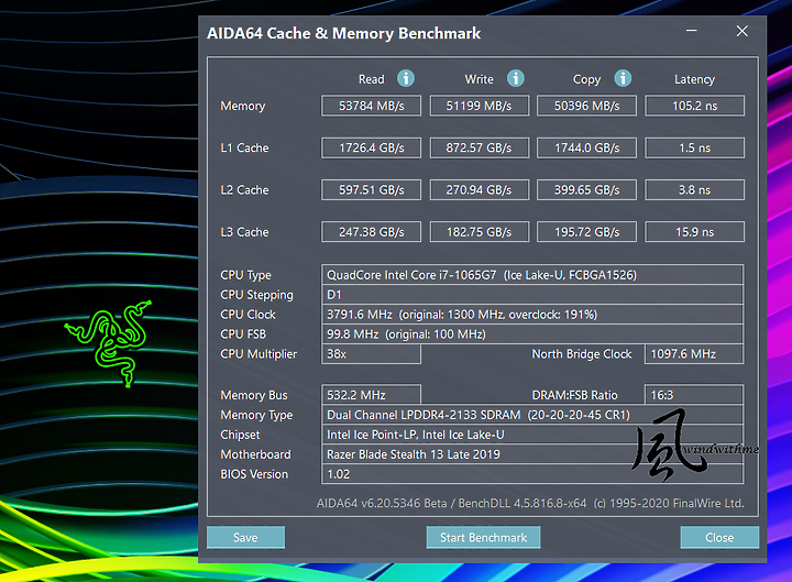 Razer Blade Stealth 13 Mercury搭載Intel 10nm i7-1065G7效能解析