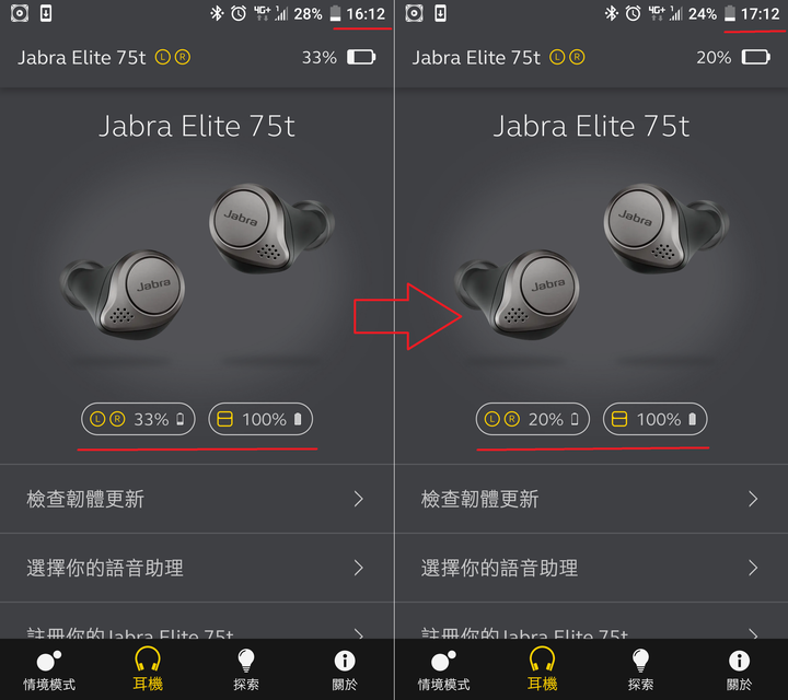Jabra Elite 75t 電池續航力實測