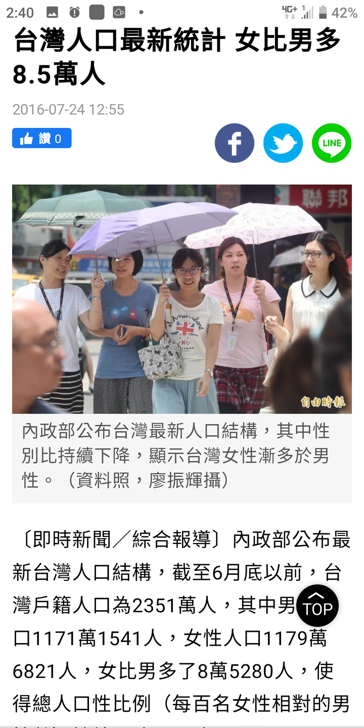 台中市為什麼女生比男生多那麼多