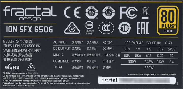 Fractal Design ION SFX 650G 650W全模組化金牌電源開箱