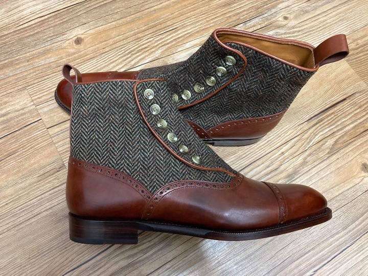 [哪尼開箱] J.fitzpatrick Button boots Gold Museum Calf / Forest Tweed