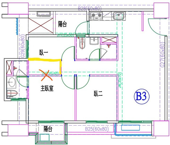 建商格局圖!想請教大家我修改後這樣是否比較ok(第一次買預售屋房子比較沒經驗)