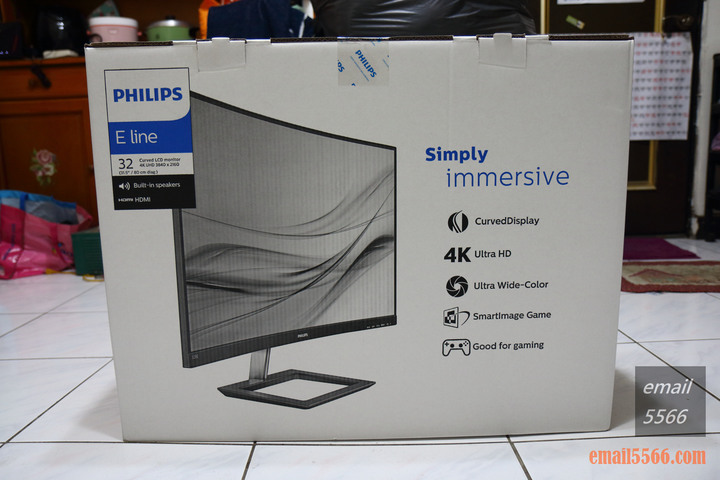 點我看大圖 PHILIPS 飛利浦 328E1C 32吋曲面4K高畫質顯示器開箱-Ultra HD 4K、VA、1500R